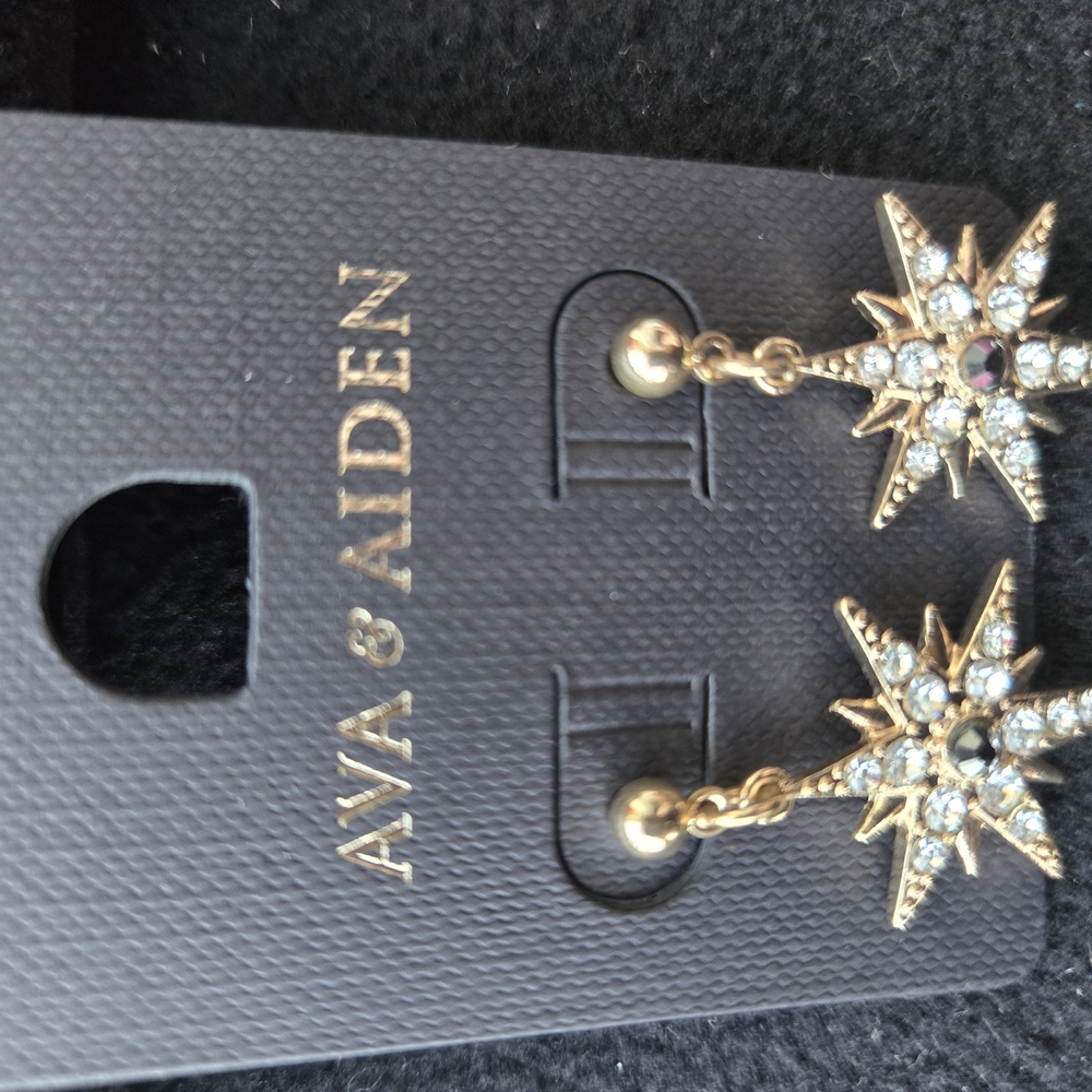 Ava & Aiden Gold Starburst Earrings with Crystal Accents